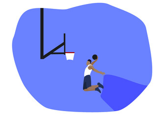 A basketball player doing a slam dunk in the air © abdillahmd