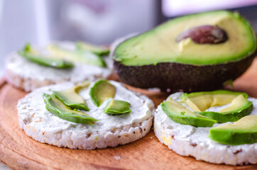Dry bread sandwich with avocado