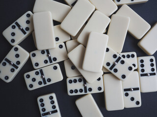 Domino background. Concept strategy. A lot of pieces of domino