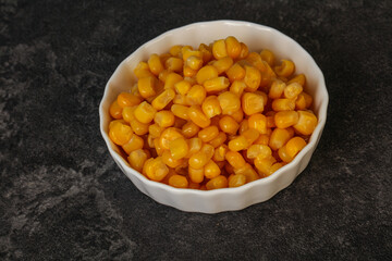 Sweet corn seeds in the bowl
