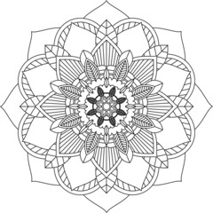Fototapeta premium Easy Mandala coloring book simple and basic for beginners, seniors and children. Set of Mehndi flower pattern for Henna drawing and tattoo. Decoration in ethnic oriental, Indian style.