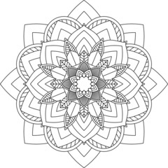 Easy Mandala coloring book simple and basic for beginners, seniors and children. Set of Mehndi flower pattern for Henna drawing and tattoo. Decoration in ethnic oriental, Indian style.