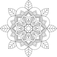 Easy Mandala coloring book simple and basic for beginners, seniors and children. Set of Mehndi flower pattern for Henna drawing and tattoo. Decoration in ethnic oriental, Indian style.