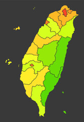 Taiwan population heat map as color density illustration