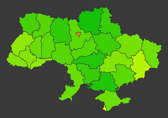 Ukraine population heat map as color density illustration