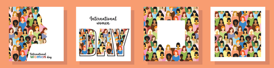 set of postcards for international women day