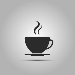 A cup of hot cafe coffee or caffeine drink flat vector icon for food apps and websites