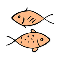 Catching Bass Fish. Fish Color. Vector Fish. Graphic Fish. Fish On A White Background. Fish On A Light Background.