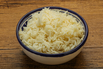 Steamed basmati rice in the bowl