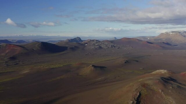 Panoramic View Of Hekla Stratovolcano In South Iceland During Summer. - aerial panning