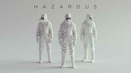 3 Men in Hazmat Suits 3d illustration 3d render