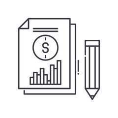 Financial statement icon, linear isolated illustration, thin line vector, web design sign, outline concept symbol with editable stroke on white background.