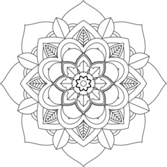 Easy Mandala coloring book simple and basic for beginners, seniors and children. Set of Mehndi flower pattern for Henna drawing and tattoo. Decoration in ethnic oriental, Indian style.