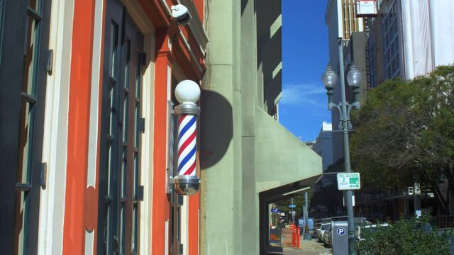 Barber Shop Pole Business Exterior Downtown