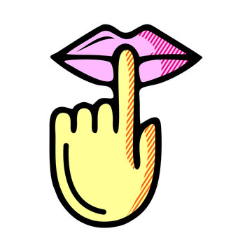 recommend clip art: Keep silence and be quiet mouth lips and finger silent sign