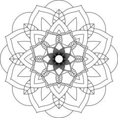 Easy Mandala coloring book simple and basic for beginners, seniors and children. Set of Mehndi flower pattern for Henna drawing and tattoo. Decoration in ethnic oriental, Indian style.
