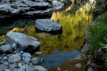Fototapeta na wymiar Water Reflexion. Sessera River, Italy