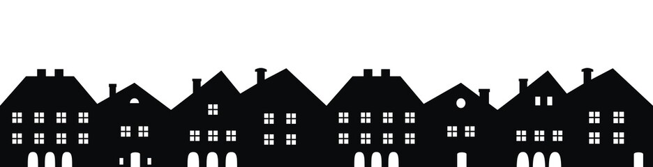 cityscape, vector icon, black silhouette on white background