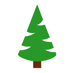 Green Christmas tree as a symbol of the New Year and the celebration of Merry Christmas. Vector color illustration. Suitable for decorating postcards, banners and others