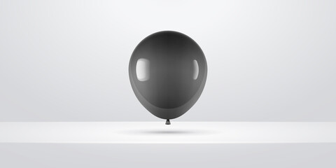 Black realistic balloon. Posters or flyers design. Vector illustration