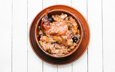 Delicious risotto with rabbit.