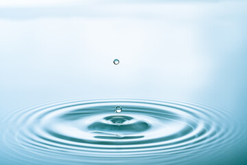 Water splash of falling drop with circular waves