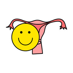 Icon of anatomical womb. Happy smile. Vector illustration.