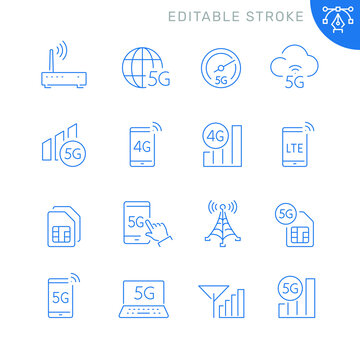 G networks related icons. Editable stroke. Thin vector icon set
