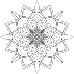 Easy Mandala coloring book simple and basic for beginners, seniors and children. Set of Mehndi flower pattern for Henna drawing and tattoo. Decoration in ethnic oriental, Indian style.