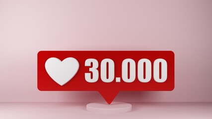 icon with 30 thousand likes with copy space