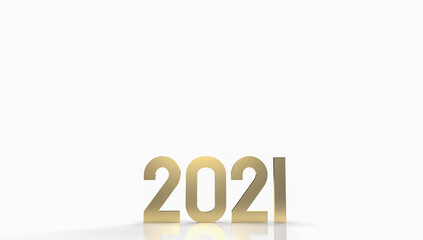 gold number 2021 for new year content 3d rendering.