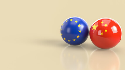 The Chinese  and  European union ball image 3d rendering