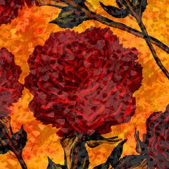 rose flower watercolor artwork as background, colorful hand drawn illustration, creative artwork