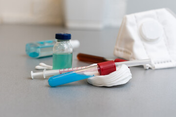 Vaccines and syringes. Coronavirus concept.