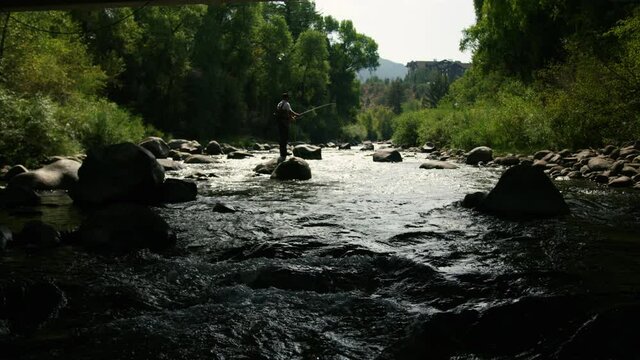 Slow motion fly fishing in Colorado creek