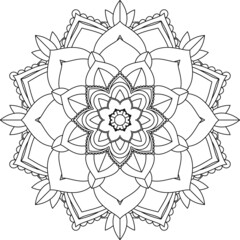 Easy Mandala coloring book simple and basic for beginners, seniors and children. Set of Mehndi flower pattern for Henna drawing and tattoo. Decoration in ethnic oriental, Indian style.