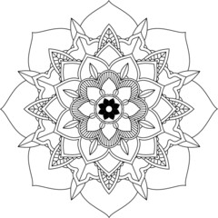 Easy Mandala coloring book simple and basic for beginners, seniors and children. Set of Mehndi flower pattern for Henna drawing and tattoo. Decoration in ethnic oriental, Indian style.