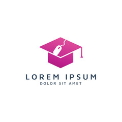 education and mouse negative space logo design