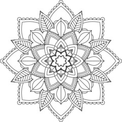 Easy Mandala coloring book simple and basic for beginners, seniors and children. Set of Mehndi flower pattern for Henna drawing and tattoo. Decoration in ethnic oriental, Indian style.
