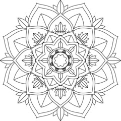 Easy Mandala coloring book simple and basic for beginners, seniors and children. Set of Mehndi flower pattern for Henna drawing and tattoo. Decoration in ethnic oriental, Indian style.