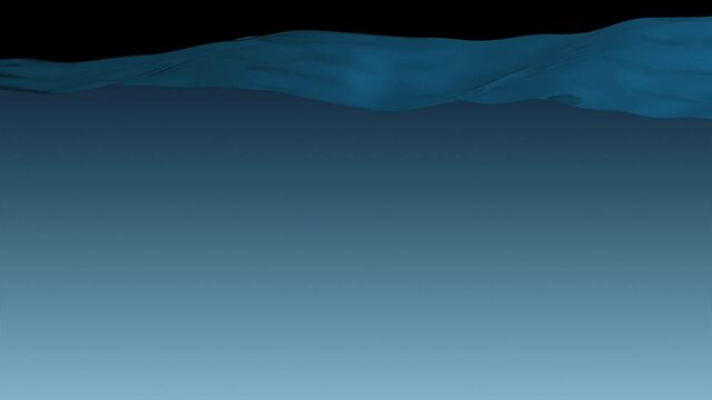 Cartoon Beautiful Water Surface Moving Up Waving. Clear Blue Water Filling the Screen