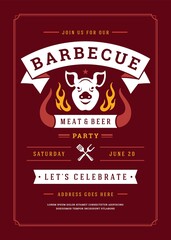 Barbecue party vector flyer or poster design template