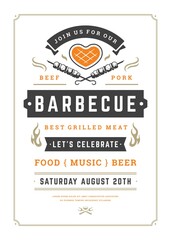 Barbecue party vector flyer or poster design template