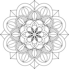 Easy Mandala coloring book simple and basic for beginners, seniors and children. Set of Mehndi flower pattern for Henna drawing and tattoo. Decoration in ethnic oriental, Indian style.