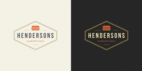 Fast food logo vector illustration sandwich silhouette good for restaurant menu and cafe badge