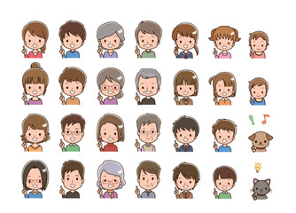 Illustration icons for various families