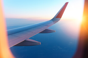 Aerial view flying above clouds in the atmosphere, depicts heaven. space for text