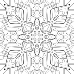 Abstract mandala with simple line elements on white background. Seamless decorative pattern. For coloring book pages.