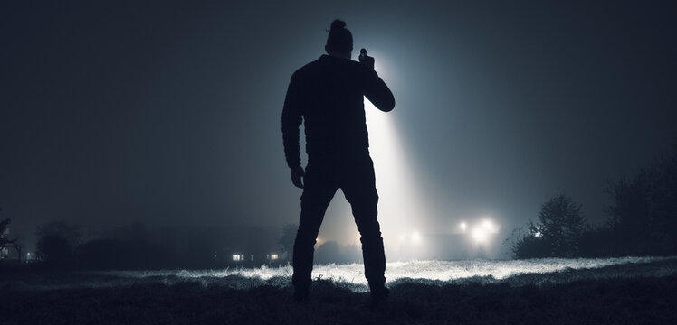 Lighting at night with a powerful flashlight
