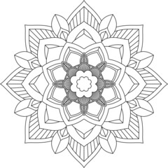 Easy Mandala coloring book simple and basic for beginners, seniors and children. Set of Mehndi flower pattern for Henna drawing and tattoo. Decoration in ethnic oriental, Indian style.